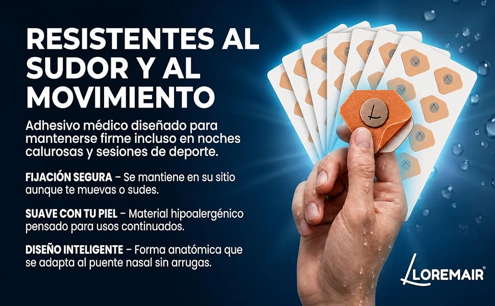 Parches LOREMAIR resistentes al sudor y al movimiento con fijación segura
